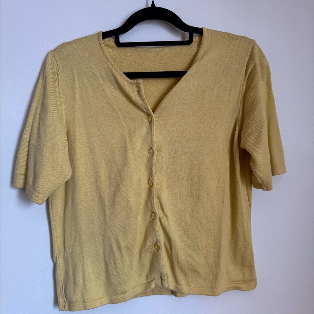 Beautiful butter yellow short sleeve cardigan button up